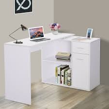 99 list list price $369.99 $ 369. Homcom Corner Computer Desk 360 Rotating L Shaped Table Storage Shelf White For Sale Online Ebay Desk Storage Shelves Table Storage