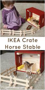Ikea Hack Knagglig Wooden Crate Horse Stable For Toy Horses Frugal Fun For Boys And Girls Ikea Crates Horse Stables Toy Barn