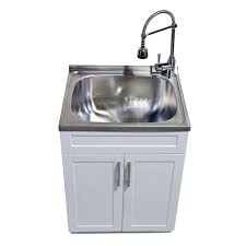 Kitchen sink and cabinet combo a kitchen sink and cabinet combo is effective for hiding water and waste pipes, this is a great way of preventing mess and having a better appearance in your kitchen. Glacier Bay Utility Laundry Sink With Cabinet The Home Depot Canada