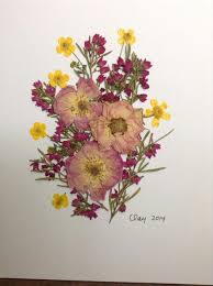 By Amie Clay Pressed Flower Art With Pink Roses Pink Boronia And Wild Buttercups Pressed Flower Art Flower Art Pressed Flowers