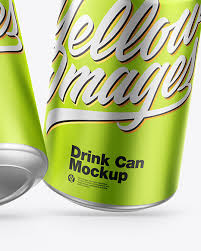 Three Matte Metallic Drink Cans Mockup In Can Mockups On Yellow Images Object Mockups