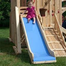 Idea For A Diy Slide Build It Out Of Wood Then Put A Thick Slippery Plastic Over The Wood Diy Playground Playset Outdoor Play Houses