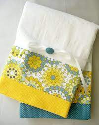 Kitchen Towels With Gray Yellow And Slate Blue Abstract Pattern Cotton Fabric Accent Set Of Two Flour Sack Towels Panos De Prato Toalha De Rosto Almofadas