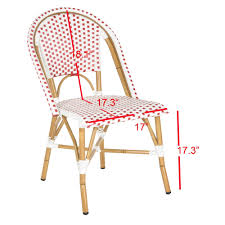Safavieh Salcha Outdoor French Bistro Side Chair Set Of 2 Red White Walmart Com Side Chairs Outdoor Dining Chairs Chair