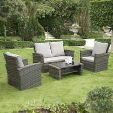 Gsd Rattan Garden Furniture 4 Piece Patio Set Table Chairs Grey Black Or Brown Ebay Rattan Garden Furniture Garden Furniture Sets Rattan Garden Furniture Sets