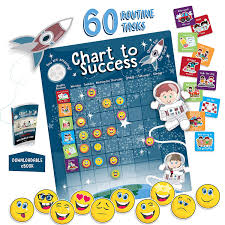 Chart To Success Magnetic Dry Erase Daily Routine Responsibility Chore Chart For Kids 80 Emojis 60 Tasks Including Behavior And Self Care Fun