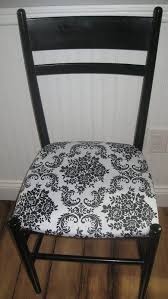 Black And White Chair Seats You Can Hardly Tell It But The Fabric Is Actually Kitchen Chair Cushions Reupholster Chair Dining Diy Furniture Chair