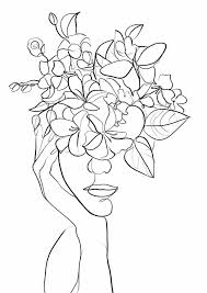 20 illustrations of women (ai, eps, png (black and white on transparent background)); Flowers Woman One Line Art Digital Art By Ros Ruseva