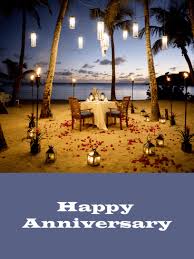 Wedding anniversary cards for loving spouse. Dinner On The Beach Happy Anniversary Card Birthday Greeting Cards By Davia