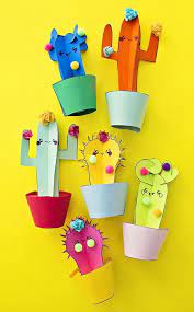 I suggest you do here is a cactus shaped jewellery organizer. Diy Happy Cactus Paper Plants With Templates Cactus Craft Plant Crafts Summer Crafts For Kids