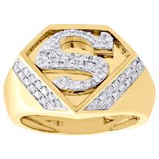 10k Yellow Gold Diamond Superman Logo Shield S Initial Pinky Ring Band 0 65 Ct Ebay Regime has is the flying punch the 2nd one is the heat vision and the 3rd one is the criptomian smash cost: jewelry for less