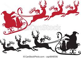 Vektor Schlitten Rentier Santa Stock Illustration Lizenzfreie Illustrati Weihnachten Schattenbilder Weihnachtskarten Zum Ausdrucken Weihnachten Zeichnen