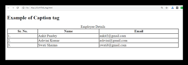 Html Caption Tag Javatpoint