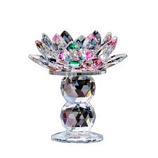 Candle display with these elegant candle holders. Waltz F Crystal Lotus Flower Tealight Candle Holder 4 5 Inch Colorful Home Decor Home Kitchen Adios Co Il