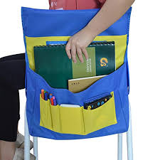 Eamay Chairback Buddy Pockets Chart Kids School Supplies Chair Pocket Classroom Seat Storage Organizer Blue And Yellow
