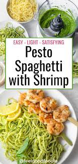 Pesto Spaghetti With Shrimp Recipe Pasta Dishes Summer Recipes Dinner Shrimp Pasta Dishes