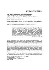 Pdf Review Of Jurgen Habermas The Theory Of Communicative Action