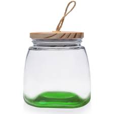 Apothecary jars w/ flat lid per doz. Advertising Glass Candy Jars With Suction Wooden Lid 64 Oz Food Jars