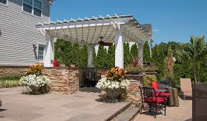 Garden design with a pergola or gazebo is more functional, beautiful and comfortable. Protect Your Outdoor Kitchen With A Pergola Cabana Or Gazebo In Port Jefferson Ny Gary Duff Designs