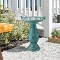 Birds use water to keep their feathers clean, for drinking and to cool off in hot weather. Blue Ceramic Bird Baths You Ll Love In 2021 Wayfair