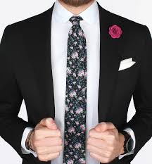Black And Pink Suit Combination Our Black Pink Floral Tie Over A White French Cuff Shirt With Club Collar Together With The N Black Suit Men White French Cuff Shirt Black Suit Combinations