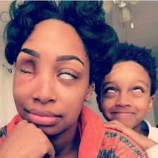 Mommy and her handsome little son .. No what matter what , never allowed  any situation to steal your happiness .. 2006, her brother mistakingly  spoiled one of her eyes but she