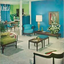 Late 1960s Blue And Green Living Space Vintage Interior Design Living Room Decor 1960s Interior