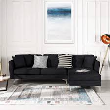 Excellent addition to any interior. Black Upholstered Linen Sectional Sofa Couch Modern L Shape Sectional Sectional Sofas And Couches Sofa Couch With Chaise For Small Large Living Spaces Family Living Room Home Furniture Sectionals Buy Online In Bahamas At