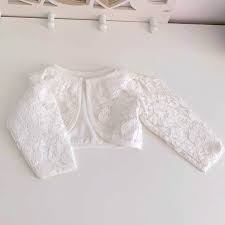 Boléro de mariée en dentelle manches courtes. Veste Bolero De Ceremonie En Dentelle Et Collerette 0 A 2 Ans