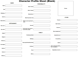 Character Profile Sheet Blank Character Sheet Writing Character Profile Template Character Sheet Template
