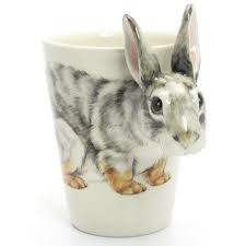 Bunny Rabbit Mug Ceramic Handmade Cup Hand Painted 00012 Cool And Nice Stuff