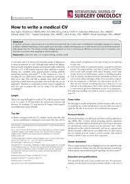 Pdf How To Write A Medical Cv