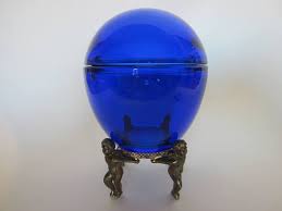 Download Indigo Cobalt Blue Covered Convex Glass Egg Shape Box Cobalt Blue Glass Blue