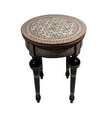 Hand soldering and hand stamping of every silver metal sheet. Handmade Mother Of Pearl Round Moroccan Side Table