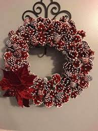 Red And White Pinecone Wreath Pine Cone Decorations Christmas Wreaths Diy Painted Pinecones
