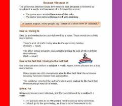 We did not find results for: Because Because Of Due To Owing To Since As Vocabulary Grammar Exercises Subject And Verb