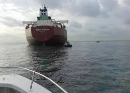 Oil is released into the ocean from natural oil seeps on the seafloor. Very Large Ore Carrier Berge Bureya In An Oil Spill Incident Off Malaysia In The Malacca Strait Vesselfinder