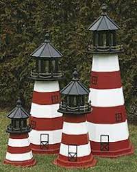 This decorative solar lighthouse with revolving beacon lights casts a bright, inviting glow and makes a charming focal point in your yard, garden o. Pin By Sharon Buffington On Nautical Lighthouse Crafts Lighthouse Decor Lighthouse