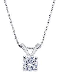 White 14kt solid gold swarovski earrings set necklace. Macy S Certified Diamond Pendant Necklace 1 2 Ct T W In 18k White Gold Reviews Necklaces Jewelry Watches Macy S