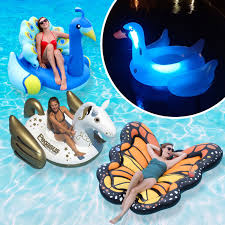 Swimline Animal Kingdom Extra Large Swimming Pool Floats Combo Value Pack Light Up Swan Peacock Monarch Pegasus Walmart Com Walmart Com