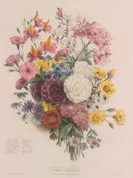 Red relief work surrounding the flower. Bouquet Of Flowers Vintage Poster Of Pink Yellow Purple Red And White Flowers Vilmorin Flowers Drawing By Art Makes Happy