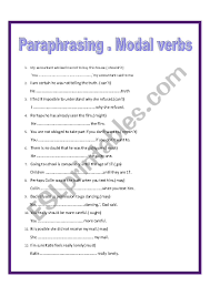 First, we will look at in english, we use modal verbs all the time! Paraphrasing With Modal Verbs Esl Worksheet By Litaylito