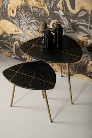 Here's an ikea hack where you can acheive (and afford!) that gold and white marble as much as i want an exquisite coffee table, i am perfectly fine getting my hands dirty and doing a diy to get the look i want. Set Of 2 Coffee Tables Black Marble Gold Coffee Side Tables Henk Schram Meubelen