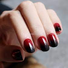 Vat included (where applicable) size. Oval Fake Nails Red And Black Gradient Gothic Medium H Shape Vampire Color False Nails Aliexpress
