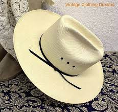 Stetson Straw Hat Vintage Cowboy Hat 1960s 60s Mid Century Straw Hat 23 Inches Cowboy Hats Hats Vintage Stetson Straw Hats