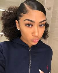 The packing gel hairstyle is always a classic option for most women. Slick Pony Natural Hair Styles Curly Hair Styles Naturally Baddie Hairstyles