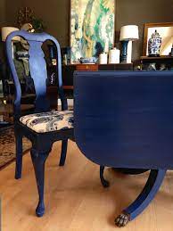 Dining Room Set Painted By Sisters Unique With Annie Sloan Chalk Paint Chairs Were Done In A 2 C Black Chalk Paint Furniture Blue Painted Furniture Furniture
