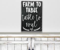 Farm To Table Table To Soul Sign Farmhouse Kitchen Sign Vintage Dining Room Wood Wall Decor Wood Wall Decor Rustic Wood Wall Decor Kitchen Signs