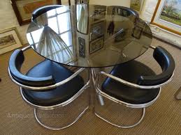 italian glass & chrome dining table set