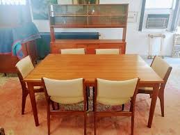 Midcentury modern danish dining round table in teak with two extension leaves with rounded and tapered legs. Danish Mid Century Dining Table Chairs And Cabinet Seats 10 By Brdr Furbo 1960 Ebay